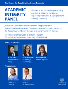 ACADEMIC INTEGRITY PANEL: Guidance for faculty on preventing academic integrity violations, reporting & using tools to identify cheating