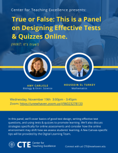 True or False: This is a Panel on Designing Effective Tests & Quizzes Online. (HINT: It’s true!)